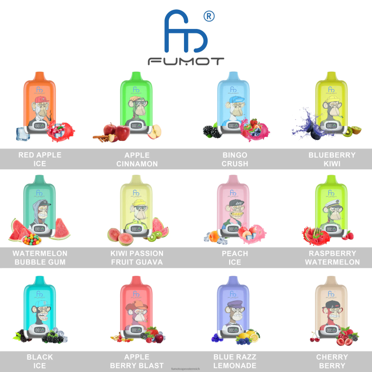 Fumot Digital Box Einweg-Vape-Pod 12000 – 20 ml (1 Stück) Himbeer-Wassermelone PRHVJ143 Fumot Vape Preis