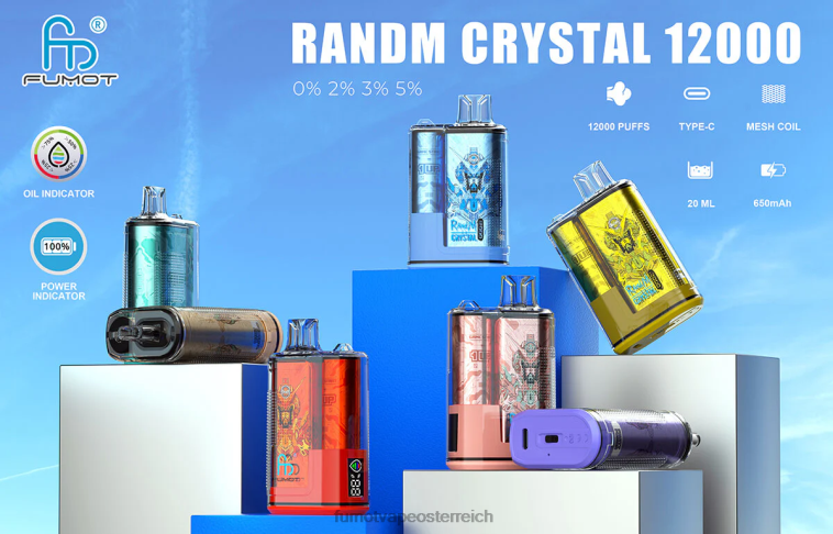 Fumot Crystal 20 ml 12000 Einweg-Vape-Box (1 Stück) Erdbeereis PRHVJ280 Fumot Vape Sale