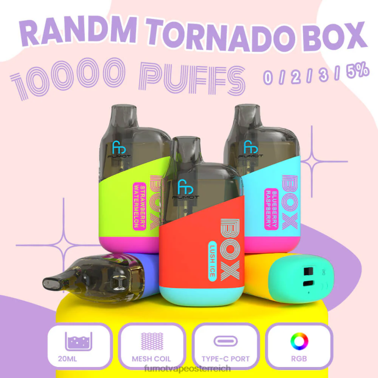 Fumot Tornado 10000 Einweg-Vape-Pod-Box – 20 ml (1 Stück) Mango auf Eis PRHVJ362 Fumot Vape Österreich