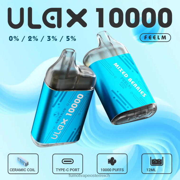 Fumot Movkin Ulax 10000 Einweg-Vape-Pods – 12 ml (1 Stück) Blaubeere auf Eis PRHVJ305 Fumot Vape Review