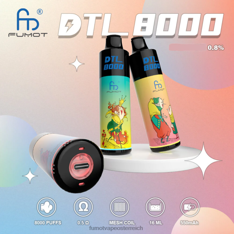 Fumot DTL 8000 Einweg-Vape-Pen – 16 ml (1 Stück) Ananas-Kokos-Rum PRHVJ423 Fumot Vape Preis