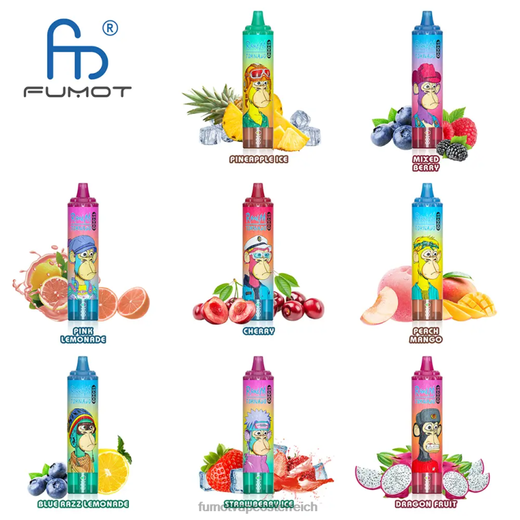 Fumot Tornado 15000 Einweg-Vaporizer – 25 ml (1 Stück) Mango auf Eis PRHVJ176 Fumot E Zigarette