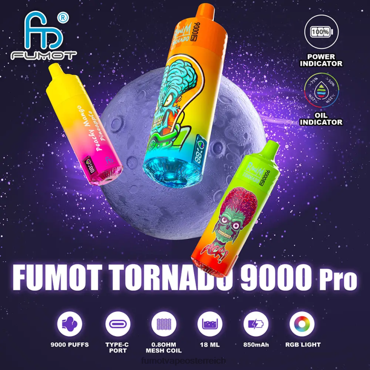 Fumot Tornado 1 Stück 9000 Pro 18 ml Einweg-Vaporizer Ananas PRHVJ224 Fumot Reviews