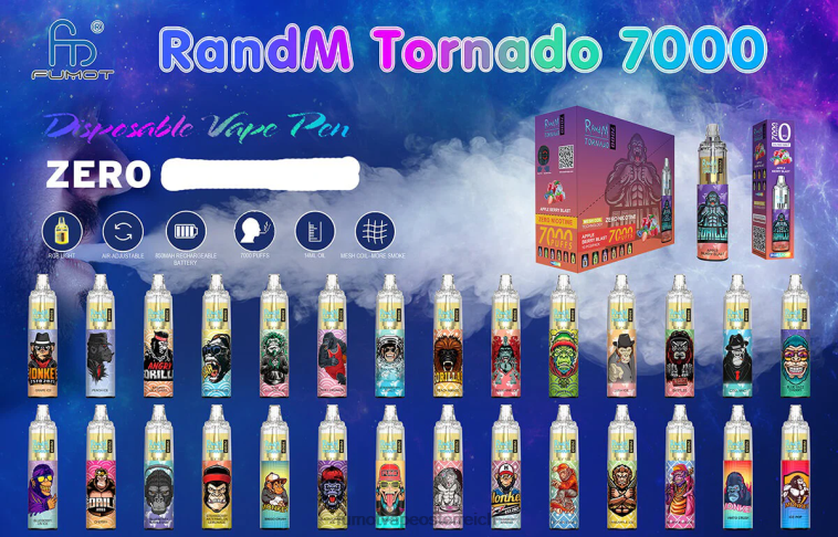 Fumot Tornado 7000 Einweg-Vape-Pen 0 % – 14 ml (1 Stück) Erdbeer-Kiwi PRHVJ542 Fumot Vape Österreich