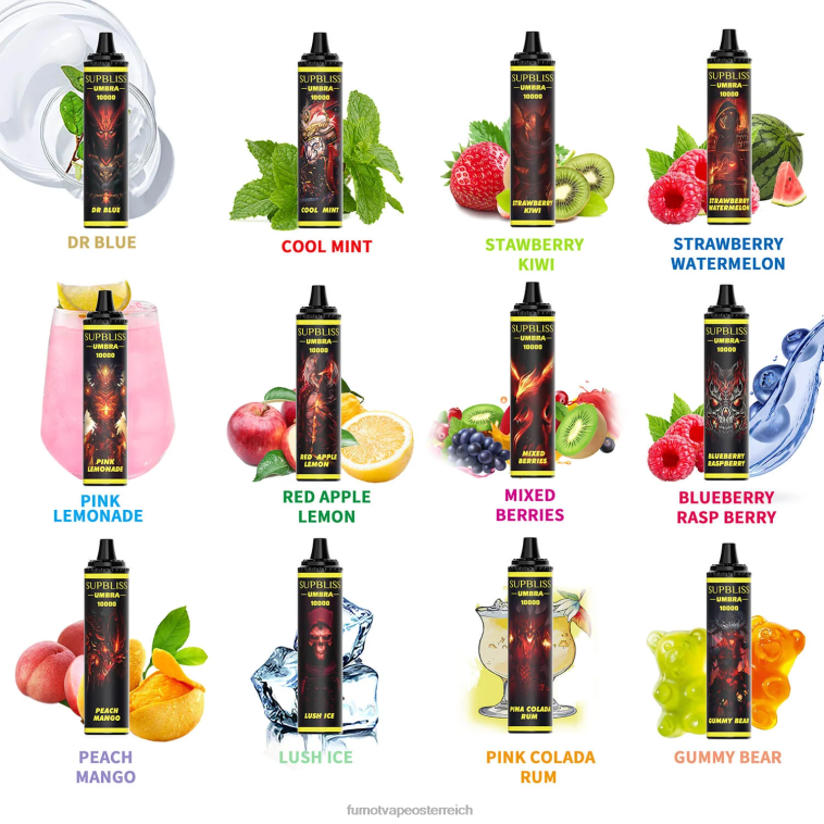 Fumot Supbliss Umbra 10000 (1 Stück) Einweg-Vape-Pen – 20 ml gemischte Beeren PRHVJ479 Fumot Flavours